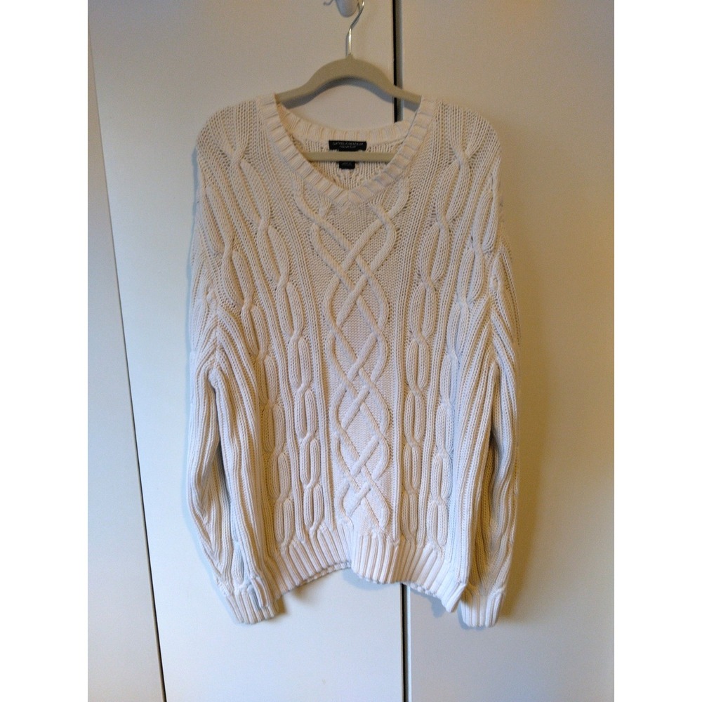 Vintage Men's Cable Knit Fisherman Sweater Size  XL Preppy Ivy Leaque Old Money